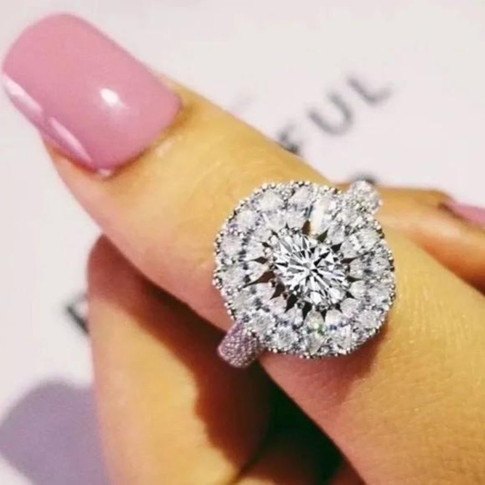 NEW MARQUISE 925 STERLING SILVER OVAL DIAMOND RING